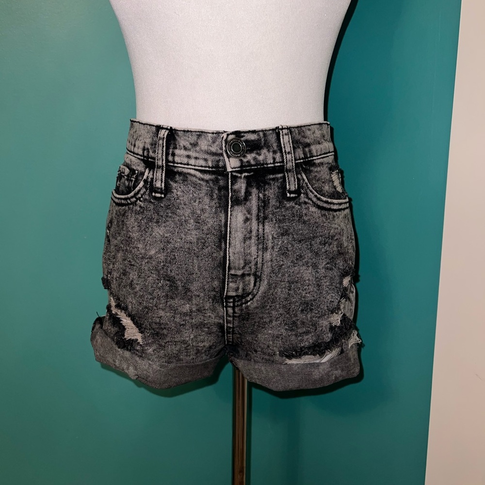 Black Ripped Jean Shorts